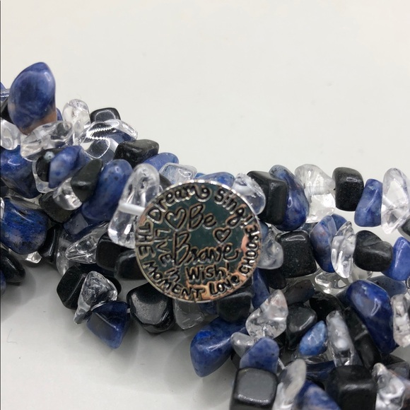 Natural stone gemstone bead stretch bracelets lot 3 quartz jasper sodalite boho - Picture 5 of 7